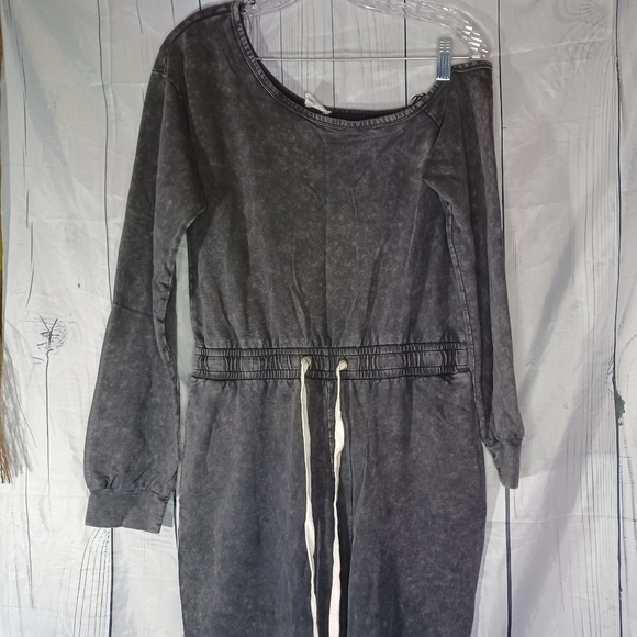Lane 201 Faded Black Off The Shoulder Jumpsuit with Drawstring - Picture 5 of 14